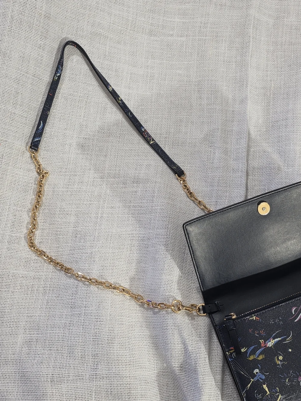 Tory Burch Day Dreamer Printed Chain Wallet Crossbody Navy Multicolor